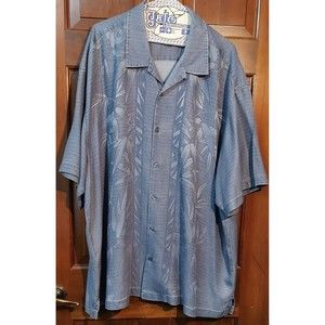 Tommy Bahama Men's Blue Short Sleeve Silk Button Up Shirt Size XXL
